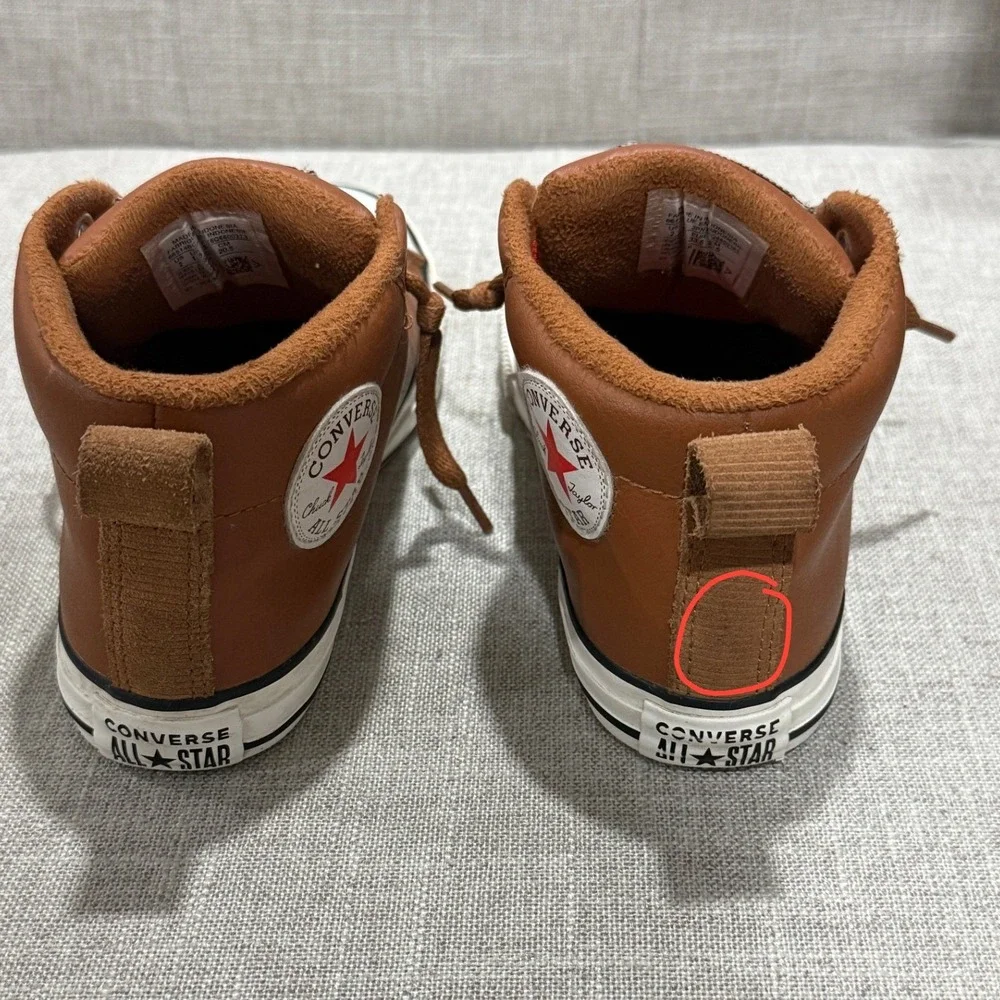 Converse Chuck Taylor All Star Street Mid Brown Leather Sneakers Youth Size 1